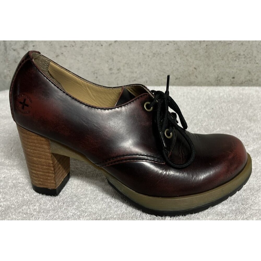 Dr. Doc Martens Danielle Heeled Booties Oxfords Women US 6 Burgundy Red Oxblood - Picture 6 of 12